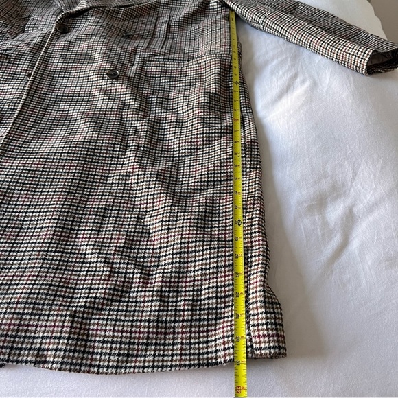 Long Plaid Checked Checkered Coat Trench Jacket Dry Cleaned Suitable For Work - Picture 9 of 16